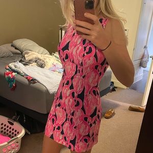 ❤️ Lilly Pulitzer - Size 4 - Flamingo Dress - High Tide Navy Via Amor - NWOT